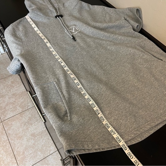 IVI Organic Cotton oversized pullover hoodie, short sleeve, pockets, grey size M - Picture 9 of 12